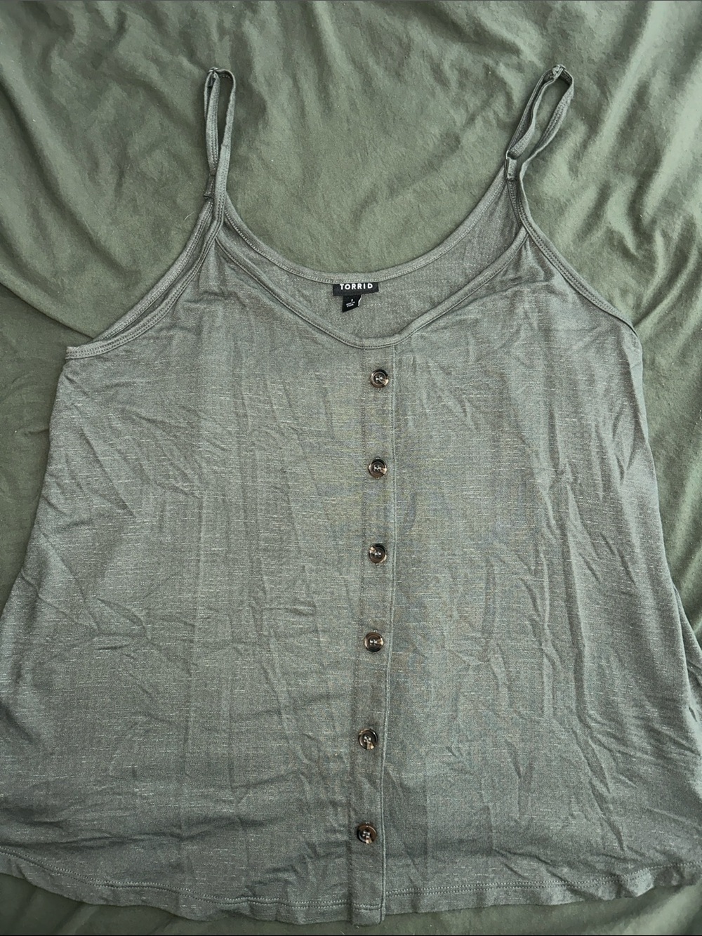 torrid Sage Green Button-Front Spaghetti Strap Cami